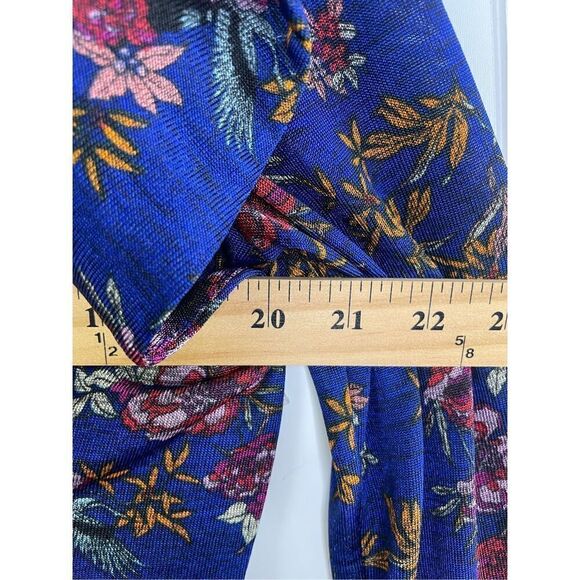 Free People Dock Street Top Blue Floral Ruffle Long Sleeve Size M - Picture 6 of 12
